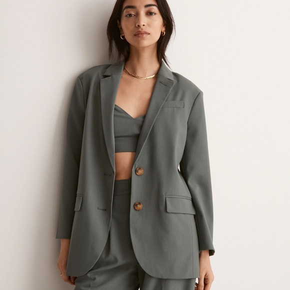 Madewell Oversized Menswear Blazer & Pleated Tapered Pants (Set) - Picture 2 of 12